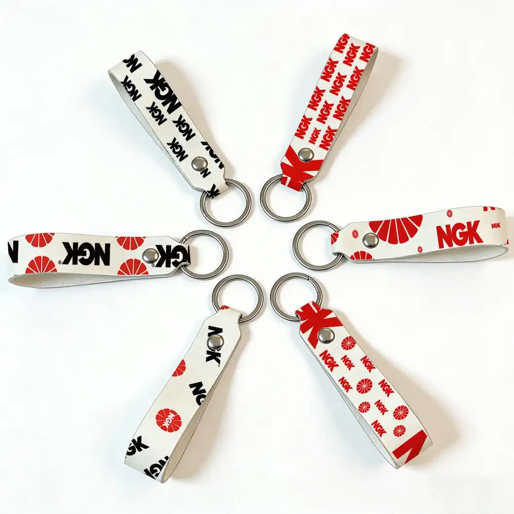 Fashion For NGK High Quality PU Leather Moto Keychain Vintage Style Key Pendant For Scooter Motocross