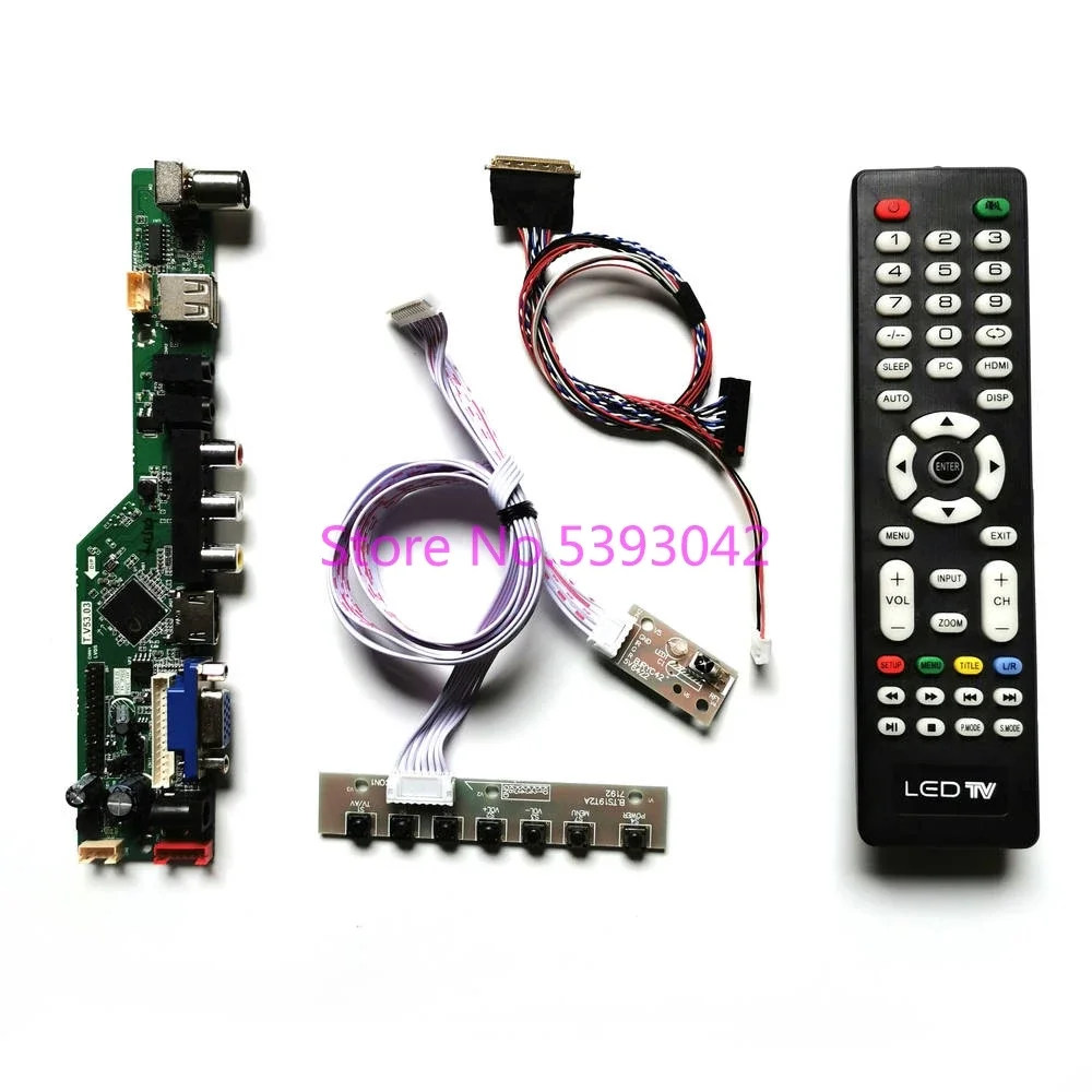 ZESTAW Pasuje do B156XW02 V.0/V.1/V.2/V.3/V.4/V.6/V.7 40Pin VGA+AV+USB LCD Screen LVDS Keypad+Remote 1366*768 TV Control Drive Board