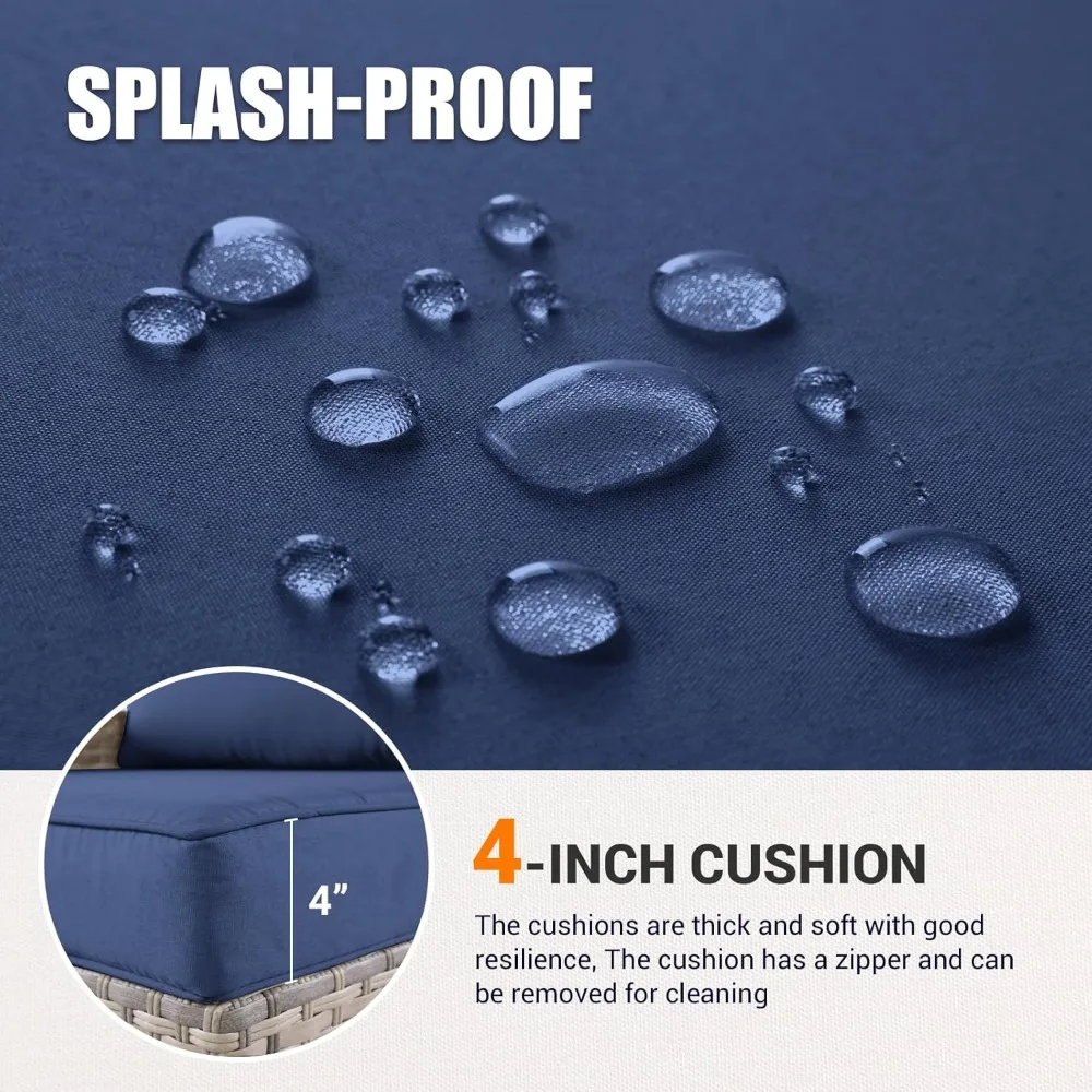 مجموعة أثاث الفناء الخارجي للكرسي الدوار المتأرجح مع أريكة مقطعية من الخوص ومنطقة للمحادثة