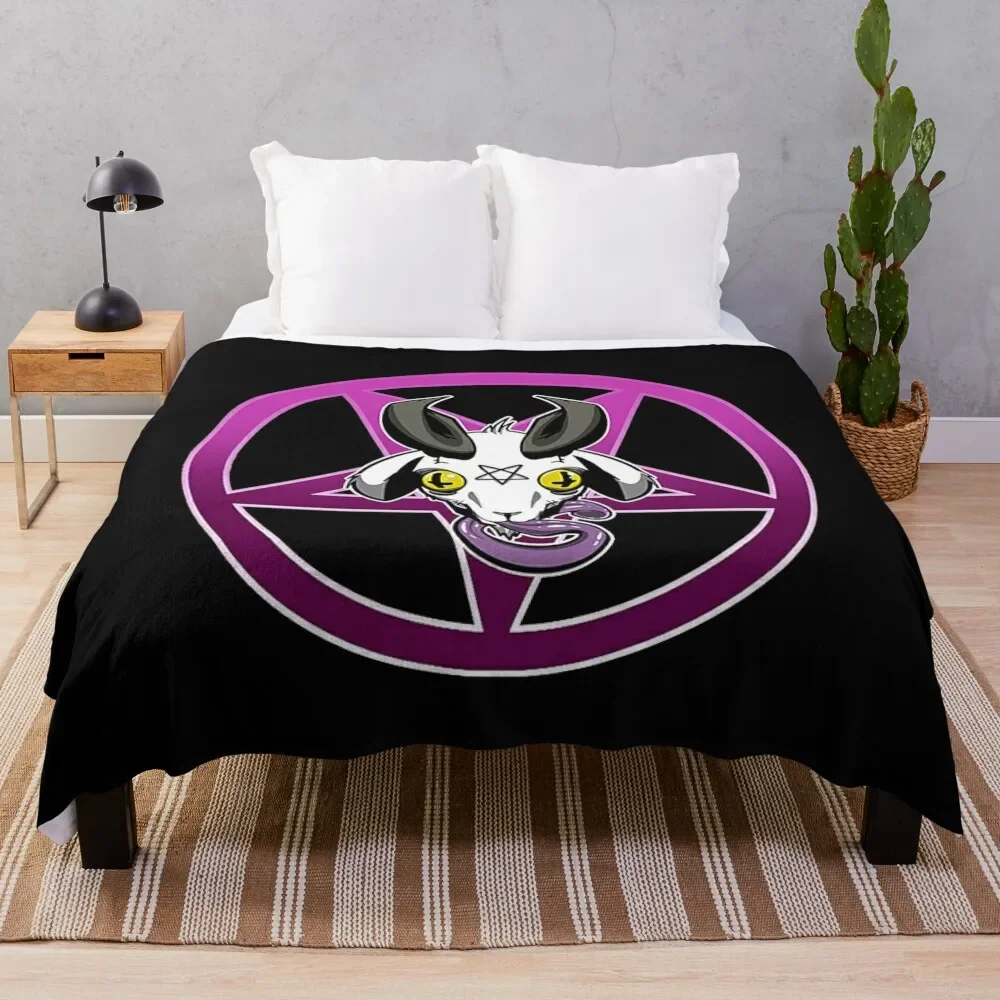 The Pentagram GOAT Pink T-Shirt Throw Blanket Furrys Thermal Shaggy Blankets