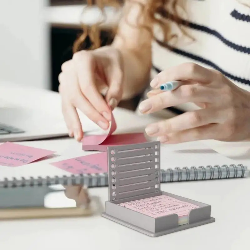 Sticky Note Dispenser Note Template And Organizer With Stencil Water Resistant Acrylic Notepad Holder For Home Classroom Desk