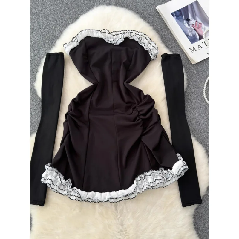 

Women Sexy Nightclub Mini Dress Summer New Fashion Sexy Wrap Chest Off-shoulder Dress female Design Slim-fit Strapless Dress