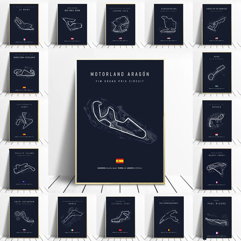 Póster del Circuito de F1, Isla de Mallorca, Jerez, Cataluña, Sepang, Circuito Internacional, Impresión en Lienzo, Cuadro para Pared, Decoración Artística para el Hogar