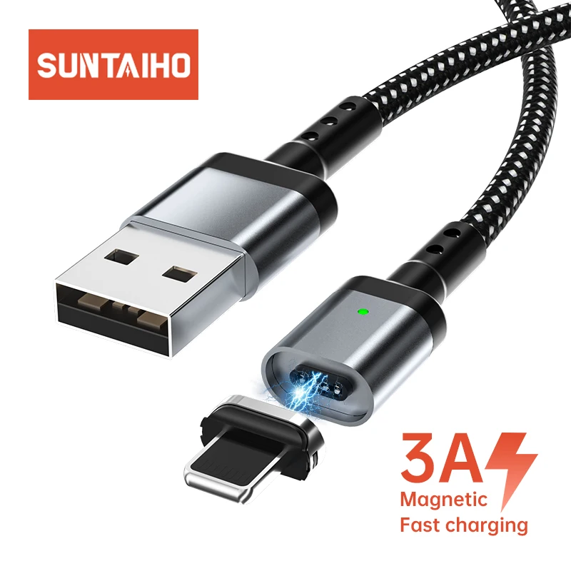 Suntaiho Magnetic USB Cable 3A Fast Charging Magnetic Terminal for iPhone for micro USB-typec...