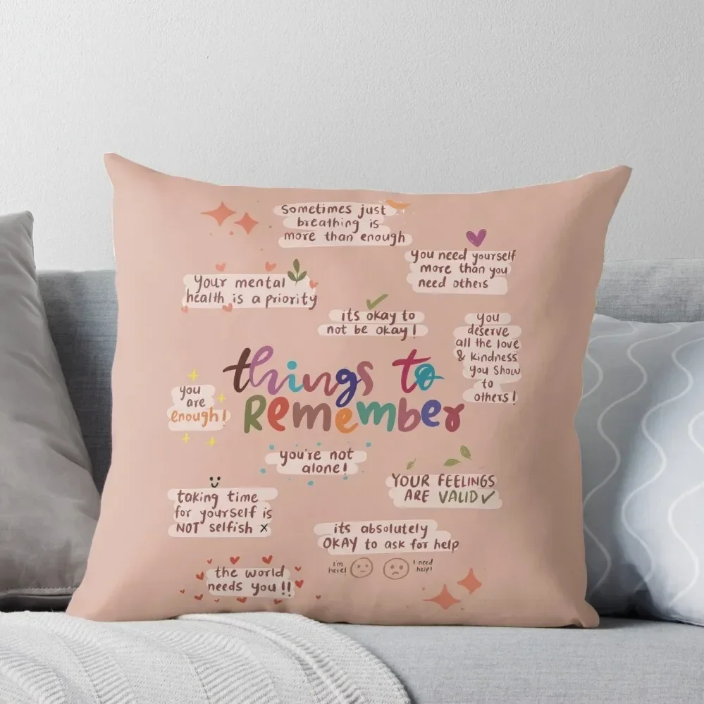 Mental health reminders Throw Pillow Luxury Pillow Cover Pillowcase Sofa Cushion Pillow