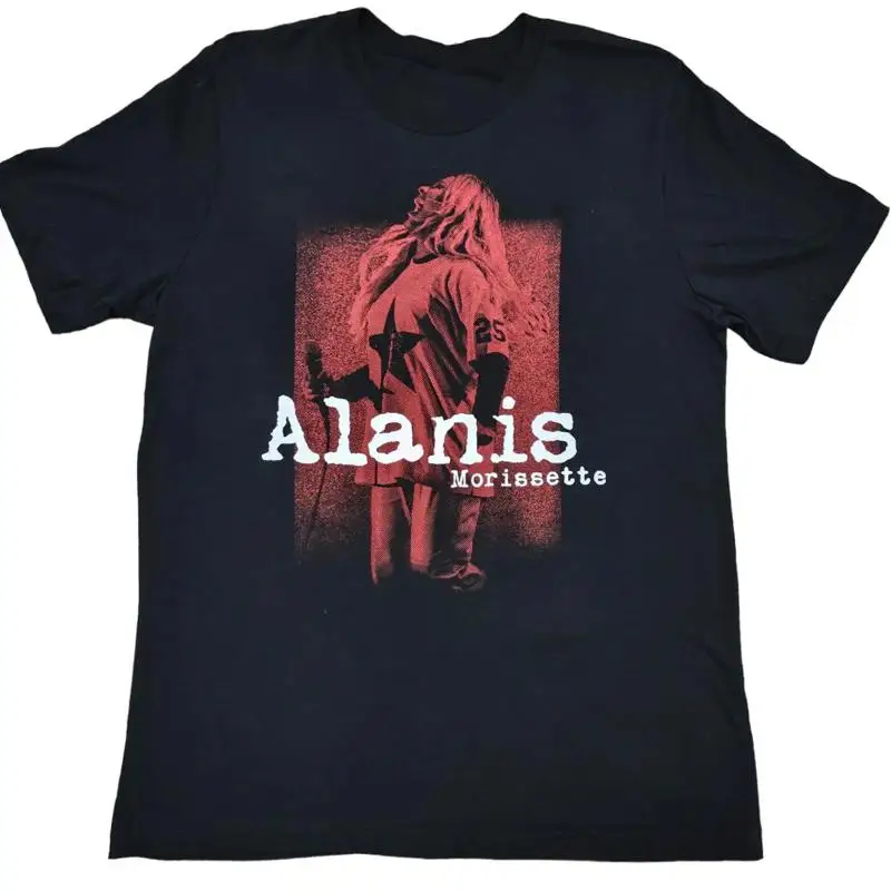 Vtg Alanis Morissette Singer Camiseta negra de algodón pesado para hombres de todas las tallas C251