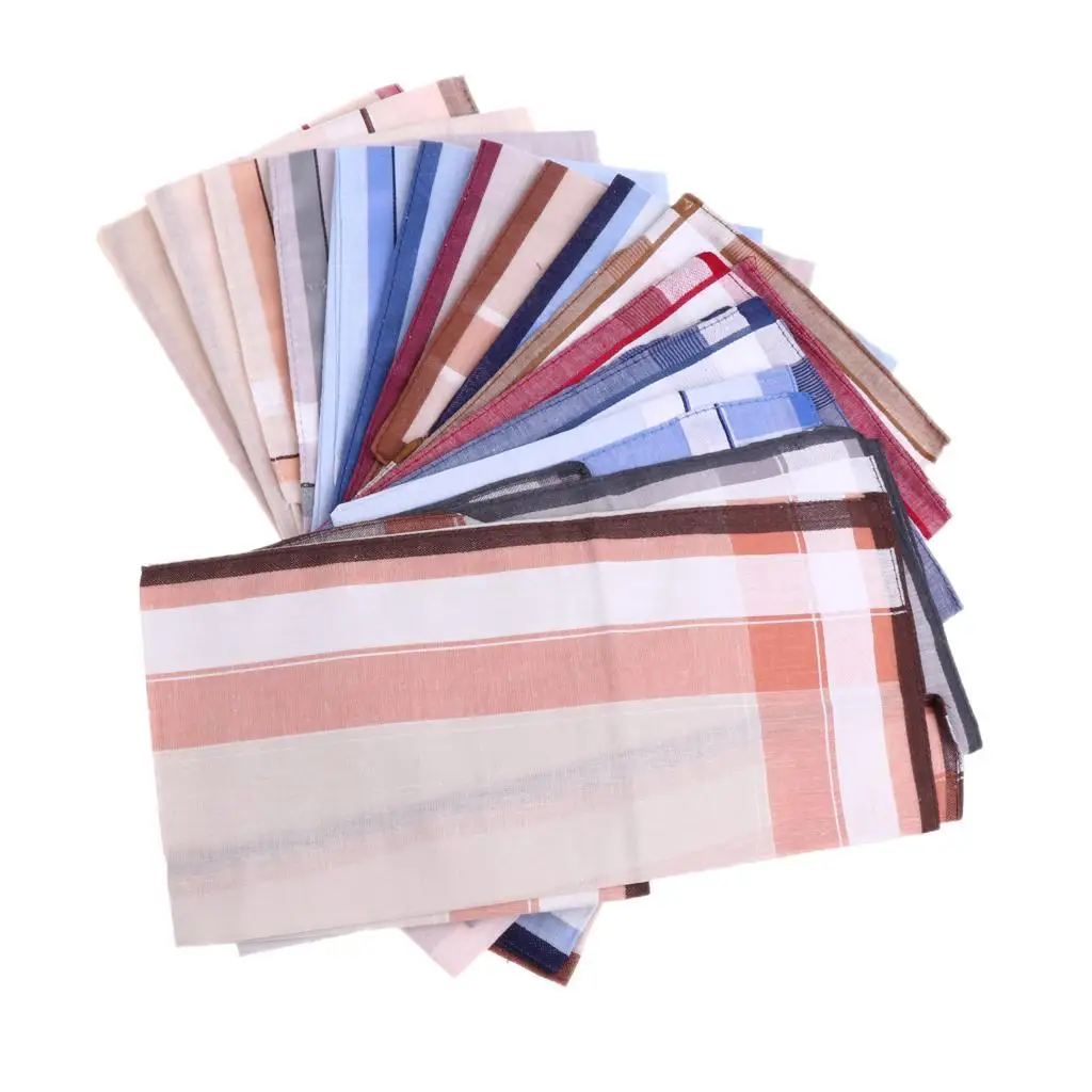 Mens Cotton Pocket Handkerchiefs Vintage Plaid Square Hankies Set Wedding Suit Accessories for Men Party
