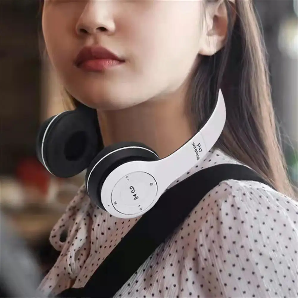 P47 Wireless Headsets On-Ear Stereo Earphones With Mic Longer Playtime USB Charging For Smart Phone Computer Laptop Accessories