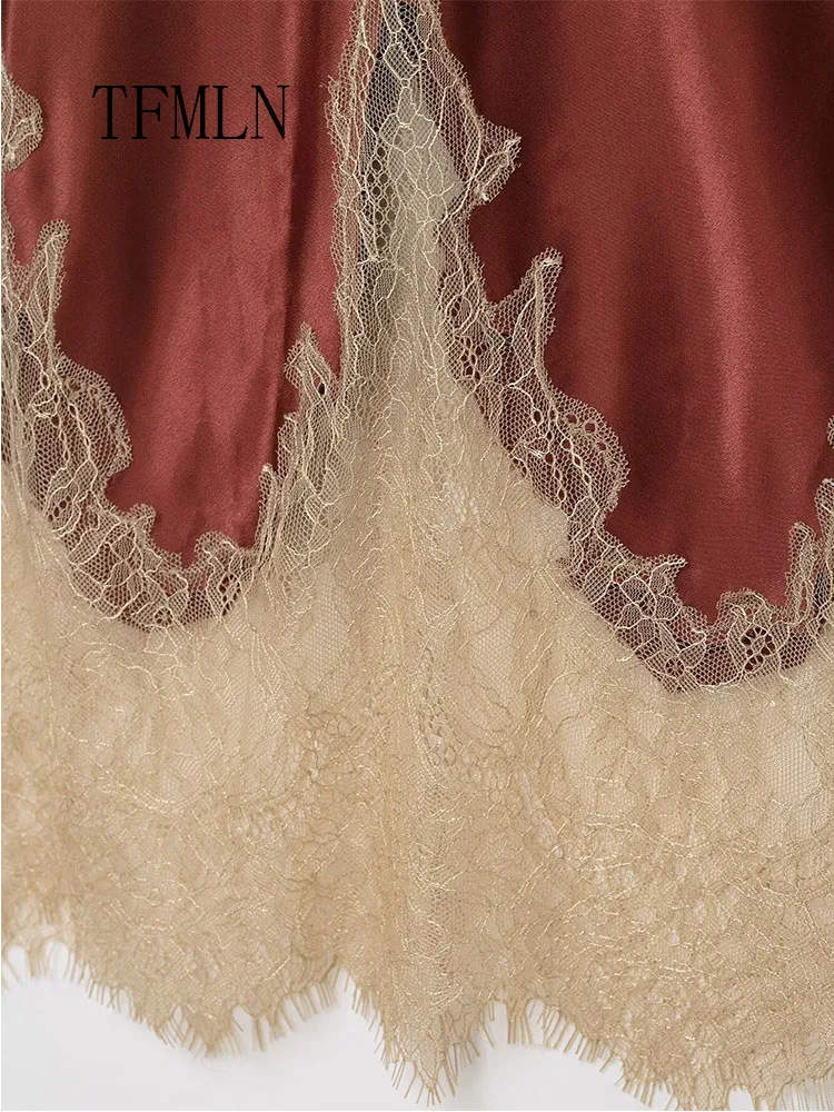 Faldas ajustadas de retales de encaje a la moda para mujer, faldas elegantes con cremallera lateral para fiesta, faldas rectas informales Vintage para mujer 2026