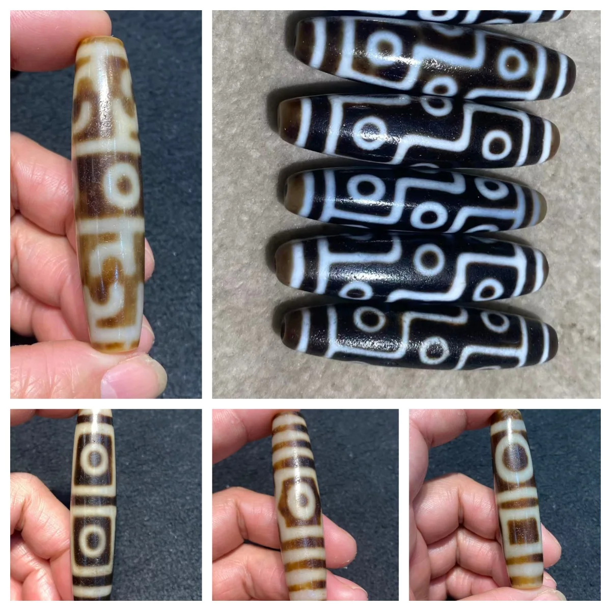 

1pcs 68mm Black White Yellow Agate Dzi Bead High-Quality Taiwanese Craft Weathered Patina Tibetan Loose Beads Bracelet Necklace