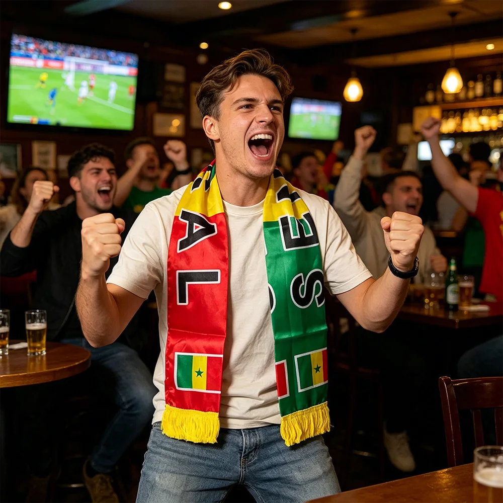 

Football Fan Scarf Novel Scarves for Men/ Women with Tassels (Senegal) - Global Sports Fan Themed, Machine Washable,