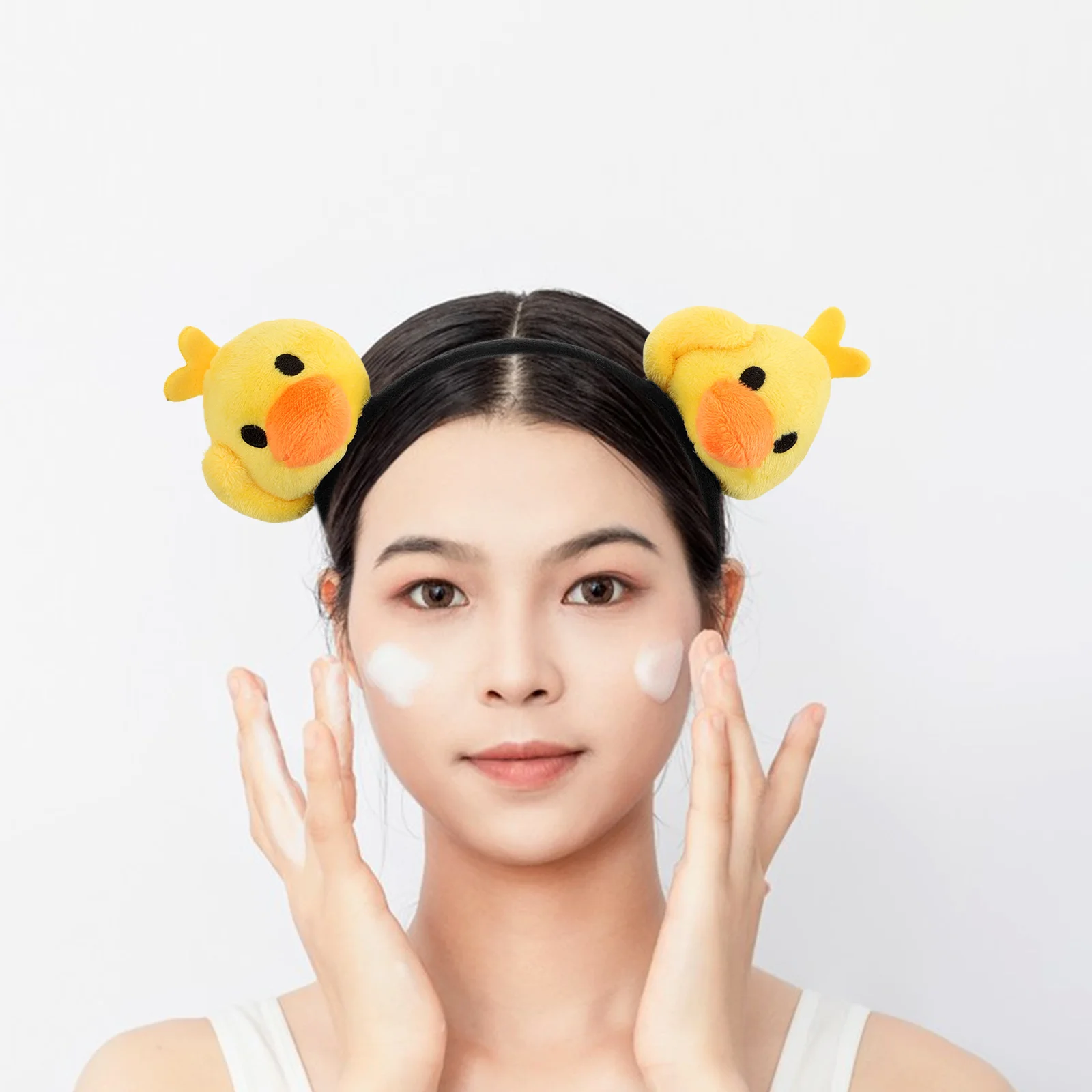 1pc 漫画ヘアクリップかわいい黄色のアヒル動物ヘッドバンド洗顔メイクスパスキンケアシャワー女の子女性かわいい髪