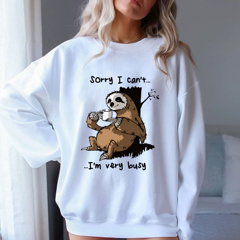 (A+Quality)new Sloth Print sweatshirt Women men Fashion Fleece Oversize Loose Sweatshirt Crewneck Pullover Female long sleeve