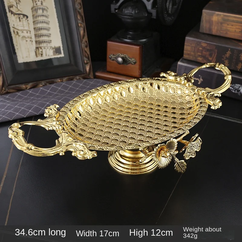 European Retro Golden Iron Ceramic Tableware Disposable Fruit Plate Tray for Home Living Room Hotel Party Occasions-Wholesale