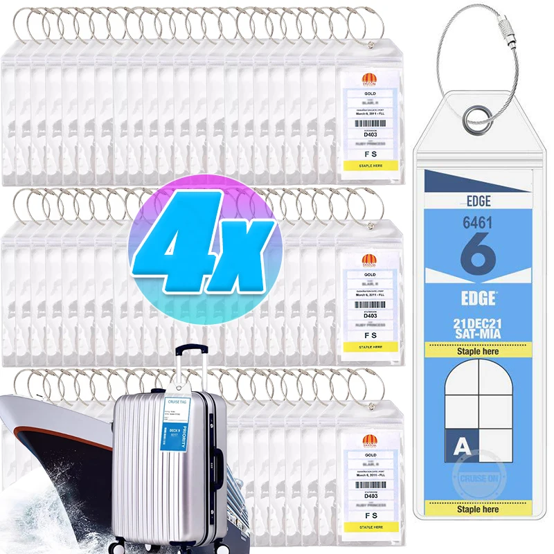 Толстый пластиковый держатель для круизной багажной бирки из ПВХ, водонепроницаемое уплотнение на молнии с петлями из нержавеющей стали для круизных путешествий Royal Caribbean