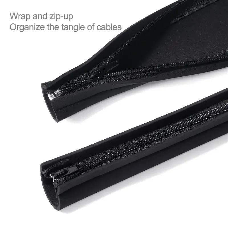 1 Cable Management Sleeve with Zipper - neatly organizes and protects cables. Easy to use, space-saving and durable