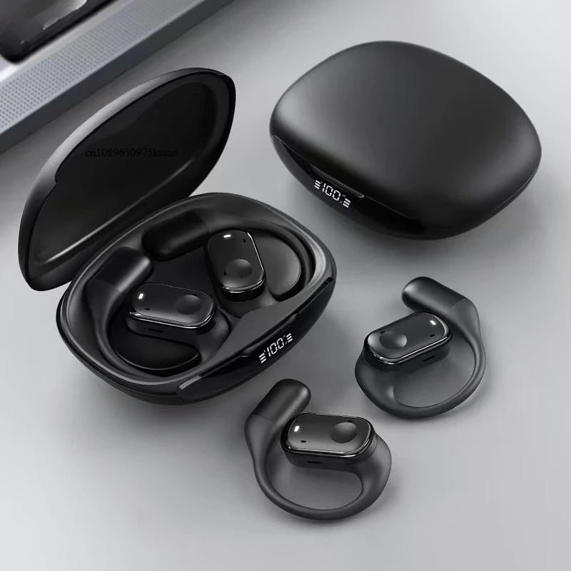 Open-Ear Headphones with Stable Comfort & Hi-Res Sound Pure Bass Boost Bluetooth 5.3 Earbuds OWS Wireless Headphones for Sports