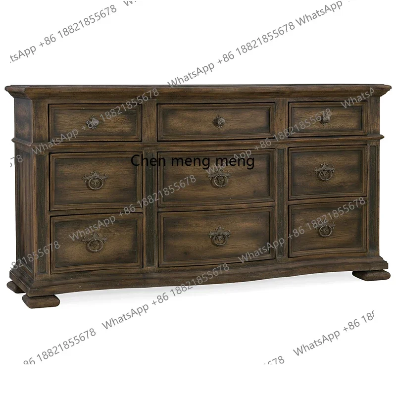 

American solid wood bucket bedroom wooden storage cabinet side cabinet oak locker retro drawer H