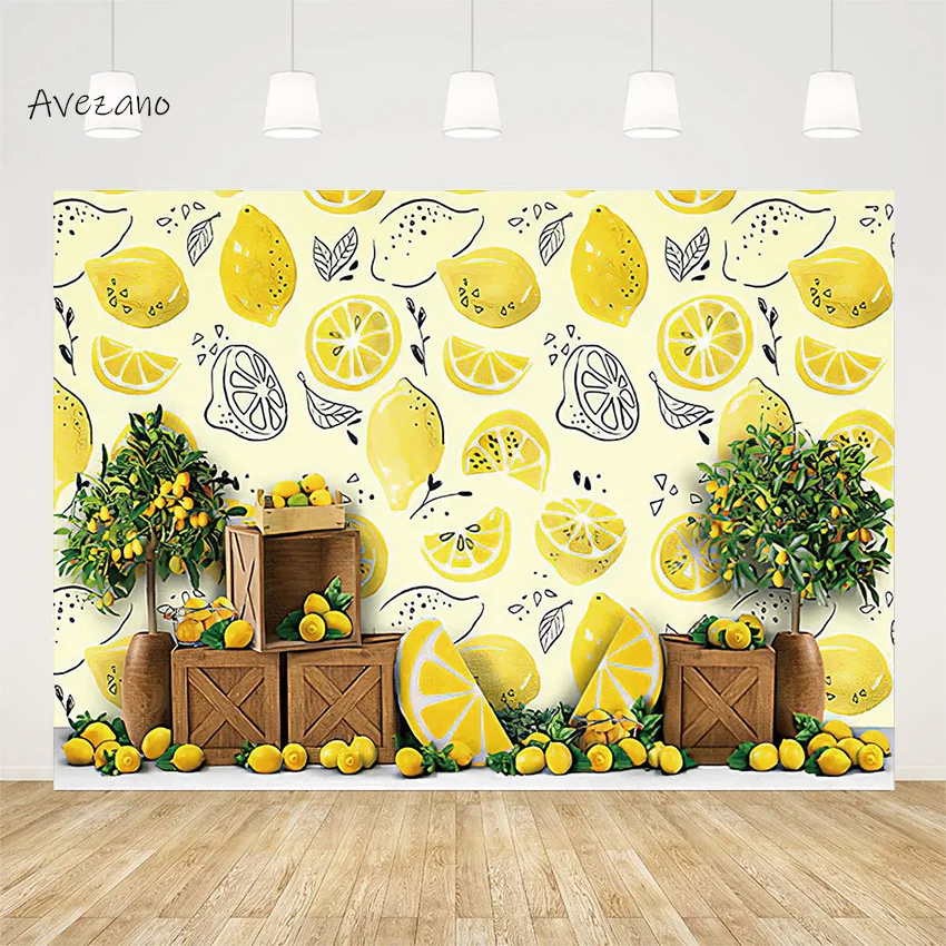 

Avezano Lemon Themed Background Fruit Wall Portrait Background Baby Shower Backdrop Party Decoration Photo Studio Photocall