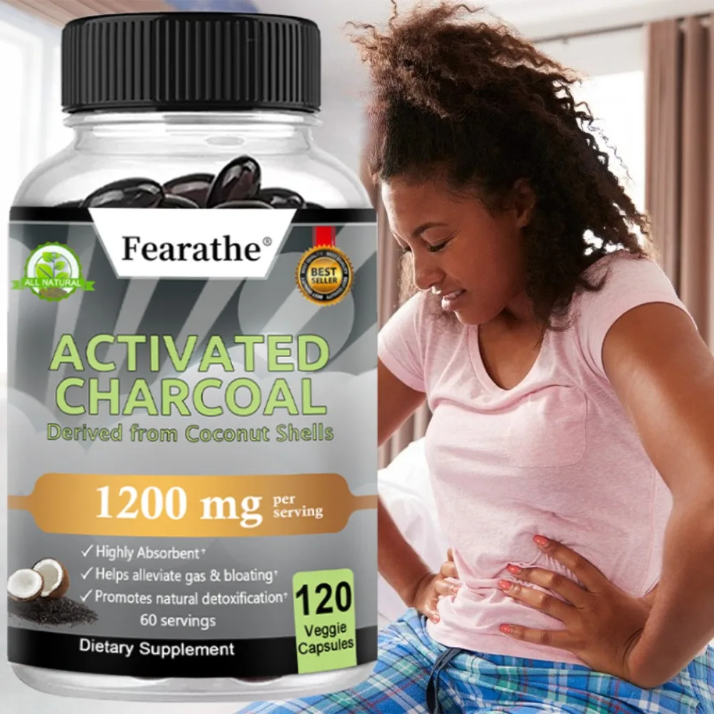 

Activated Charcoal 1200 Mg Per Serving – From Coconut Shells – 120 Veg Capsules, Non-GMO, Gluten-Free, Vegan