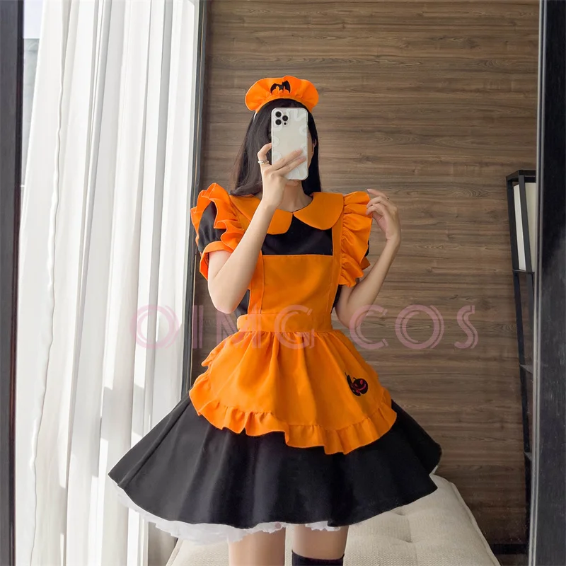 

Lolita Cosplay Halloween Embroidery Maid Costume Pumpkin Maid Costume Bat Vampire Magic Witch