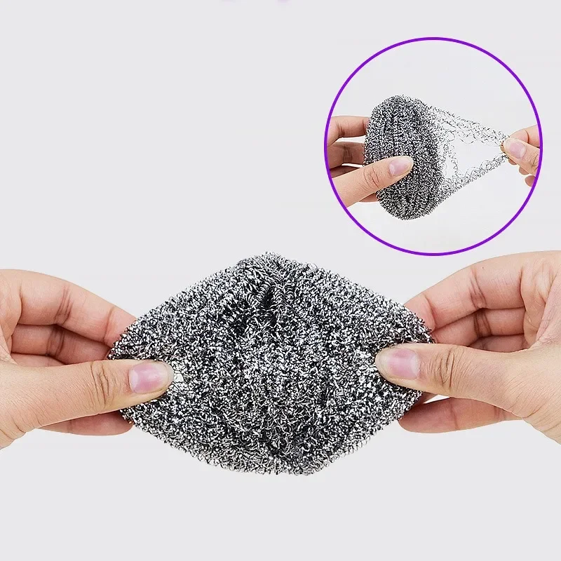 Stainless Steel Wire Balls Metal Dishwashing Cleaning Ball Scrubbers Kitchen Scrubbing Sponges Cleaner Tools Cleaning Supplies