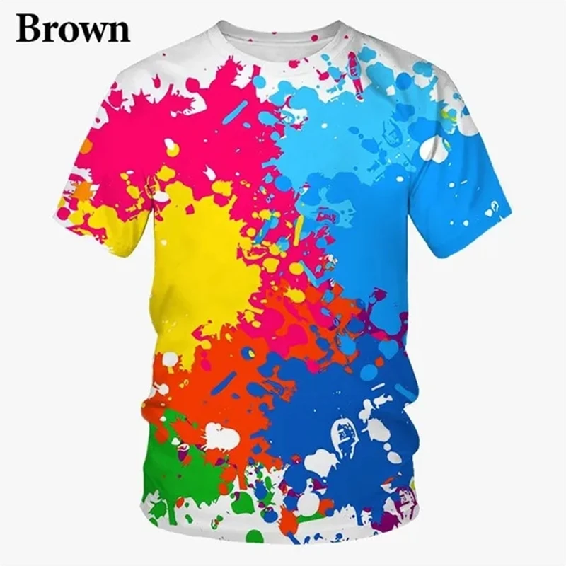 Men's Graffiti Splash‑Ink 3D Print T‑Shirt, Summer New Cool Streetwear Baggy Short‑Sleeve Tees