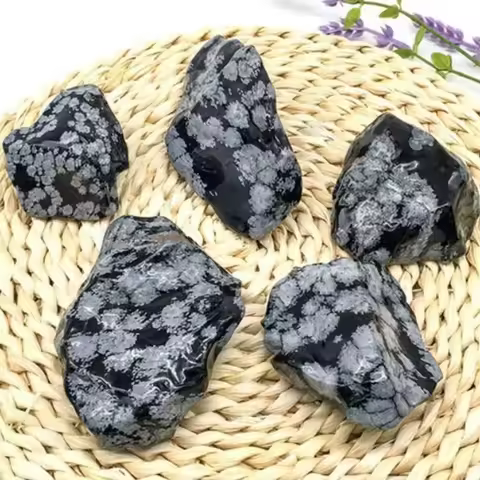300g Natural Snowflake Obsidian Raw Stone Rough Quartz Crystal Reiki Healing Gemstone Mineral Specimen Home Decoration