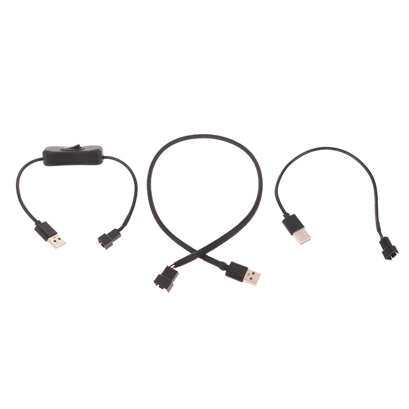 1PC Case Fan Adapter Connector Cable USB 2.0 A Male To 3-Pin PWM 5V USB Sleeved Fan Power Adapter Cable