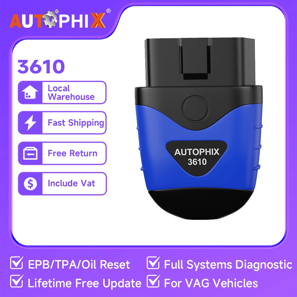 

Autophix 3610 OBD2 Code Reader Full System Read Erase Fault Code EPB ETC Oil Reset Battery Voltage Test Car Diagnostic Tool