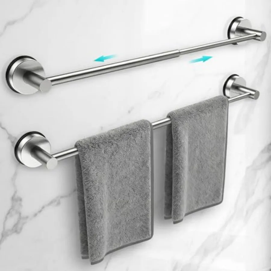 

Adjustable Suction Cup Towel Bar for Bathroom Wall14.6Inch~24 Inch Towel Racks for Bathroom Stainless Steel Bath Towel Holder
