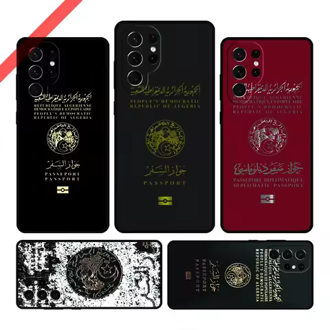 Algerian Passport Phone Case For Samsung Galaxy S20 FE S21 S10 S23 Plus S24 S22 Ultra Coque Note20 Note10 S9 S8 Cover Capa