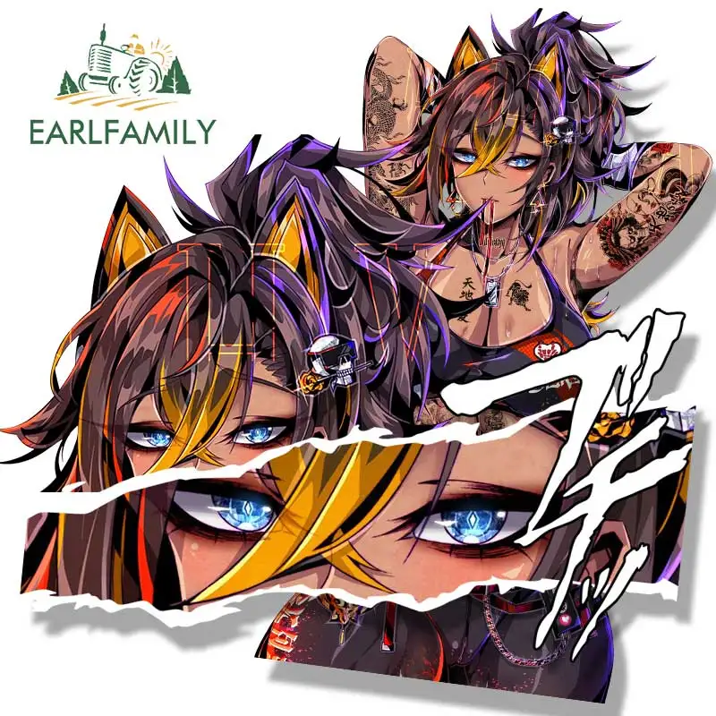 EARLFAMILY Street Tattoo Dehya Fanart Car Sticker Anime Genshin Impact Sketch Waifu Decal JDM Cartoon Peek Girl Graffiti Sticker