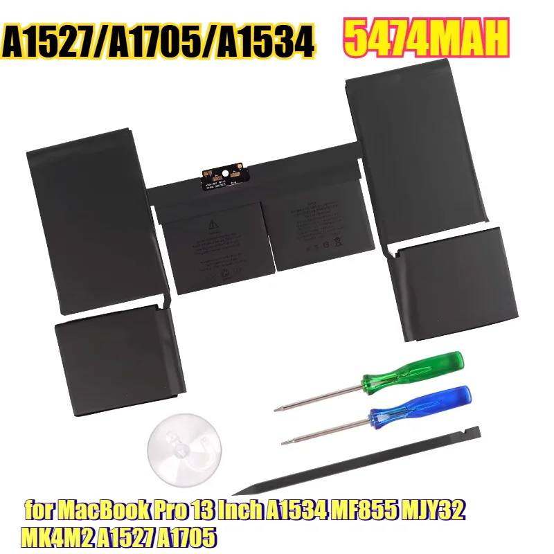 

Аккумулятор Li-ion 5263 мАч повышенной емкости для MacBook Pro 13 дюймов A1534 MF855 MJY32 MK4M2 A1527 A1705, безопасный, сменный