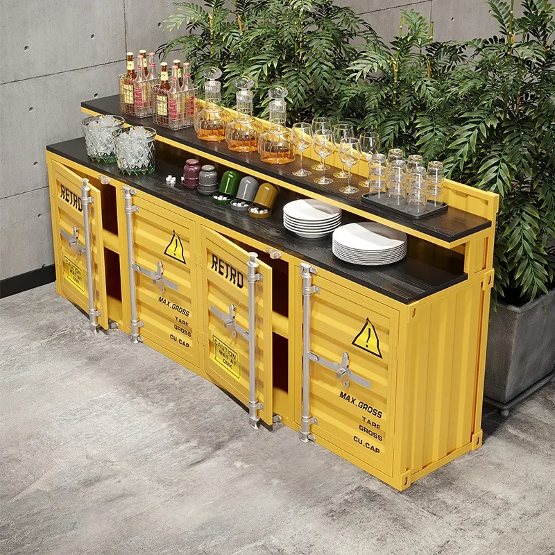Industrial style dining side cabinet wrought iron container locker restaurant hot pot restaurant preparation cabinet seasoning