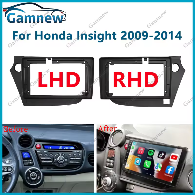 9 Inch Car 2Din Audio Face Plate Fascia Frame For Honda Insight 2009-2014 Big Screen Radio Stereo Panel Dash Mount Refitting Kit