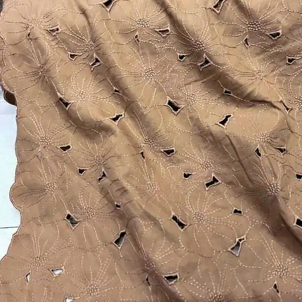 

Весенне-летняя хлопковая ткань с вышивкой и цветочным узором, желтая, с асимметричным краем, полая ткань с вышитыми лепестками