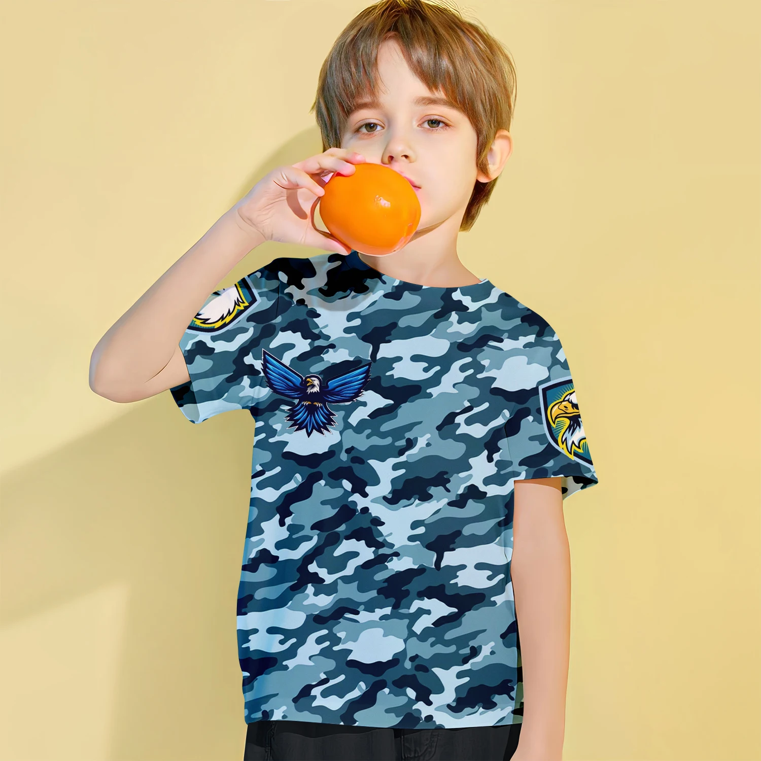 Camouflage Clothing Children\'s T-Shirt Short Sleeved Cute 3d Cartoon Print Child Toddler Baby Infant Boys And Girls Clothing