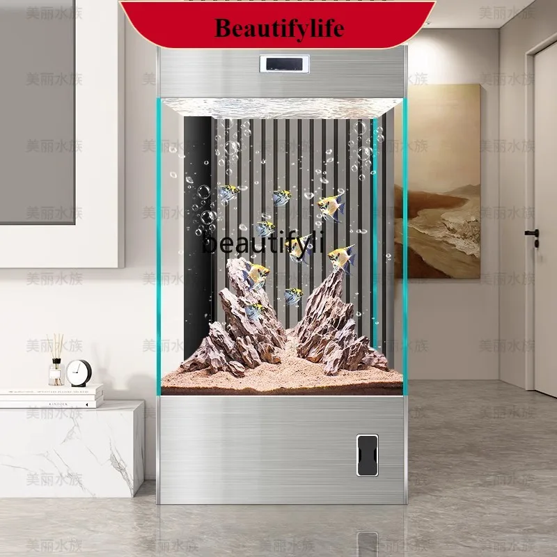 

Smart aquarium ultra-white glass fish tank living room small household vertical floor ecological goldfish tank H