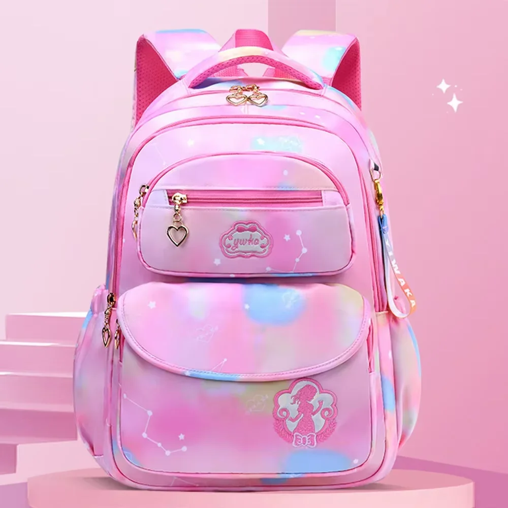 2025 Trendy Gradient Pink Waterproof Backpack - New Collection Large Capacity Cute Teenage School Bag for Girls Travel-LZT