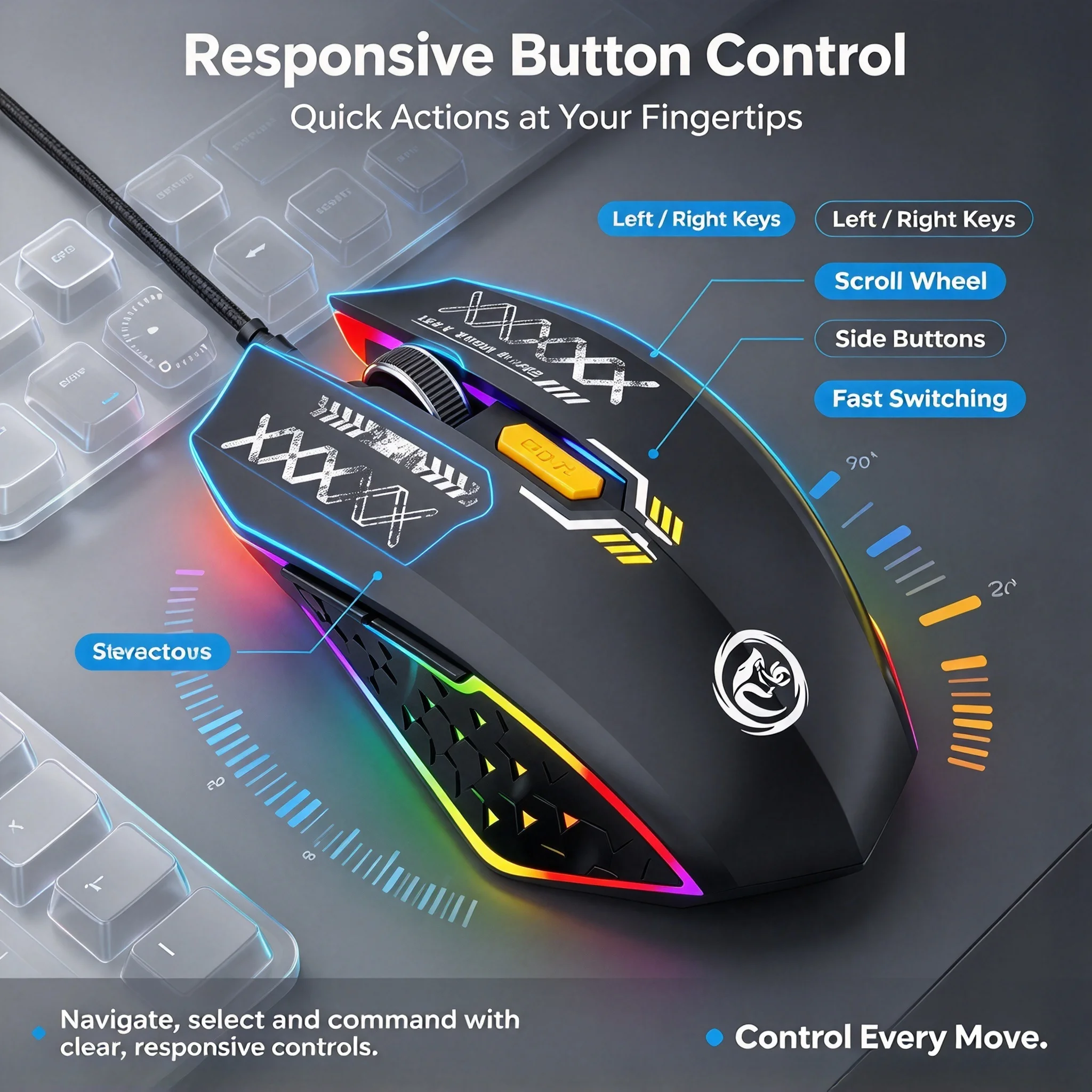 Wireless 2.4G Bluetooth Gaming RGB Backlit Mouse Dual-Mode Gamer Ergonomic Design Optical Mouse For PC Computer Laptop Tablet