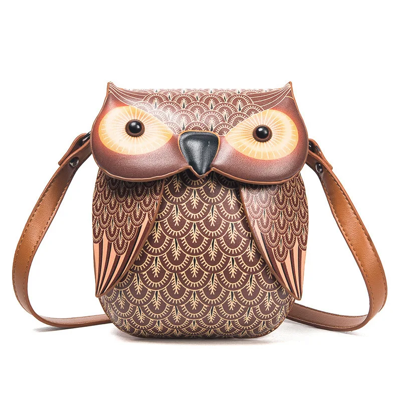 Women Shoulder Bag 2023 Cute Owl PU Leather Small Crossbody Bag Casual Handbag Girls Messenger Pack Vintage Ladies Phone Purse