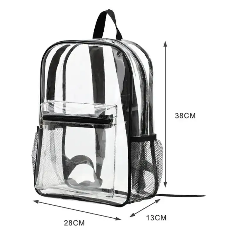 /Vly/PVC Outdoor Sports Fitness Knapsack Casual Travel Visible Backpack Large Capacity Waterproof Shoulders Bag Transparent view 6