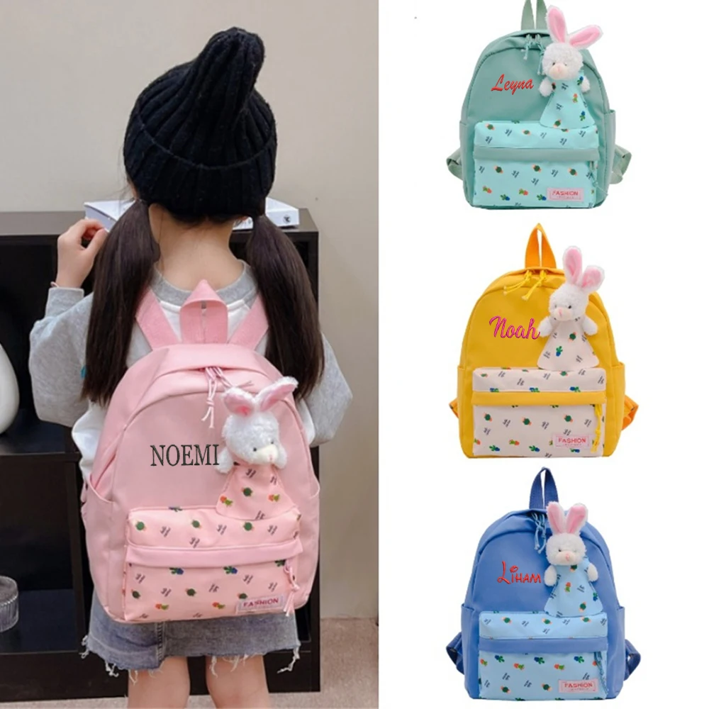 New Kindergarten School Bag Personalized Cartoon Cute Little Rabbit Boys Girls Backpacks Princess Backpack with Embroidered Name