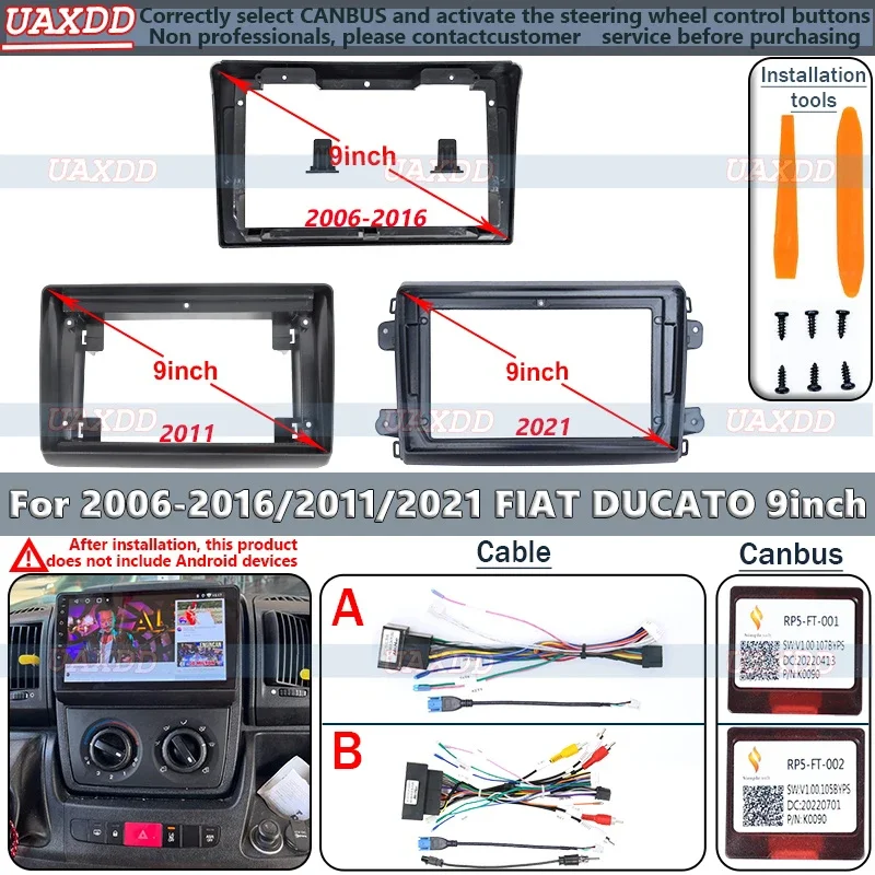 

Для 2006-2021 FIAT DUCATO 9-дюймовый 2 Din автомобильный Android-рамка панель лицевой жгут адаптер плеер мультимедийный декодер приборной панели canbus