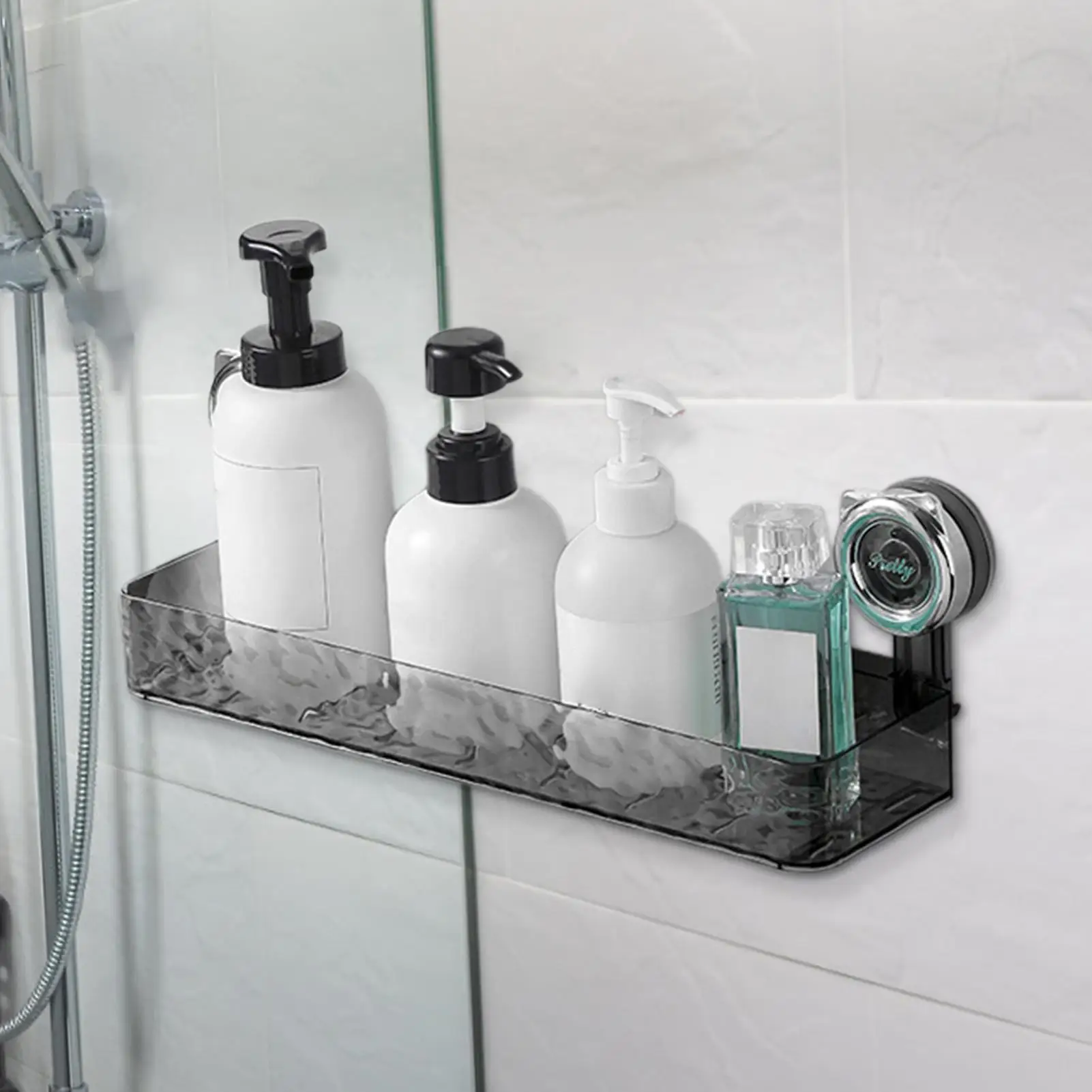 

Suction Storage Rack Large Capacity Bathroom Organizers Stable Space-Saving No Drill Basket For Organization Soap Towel Home