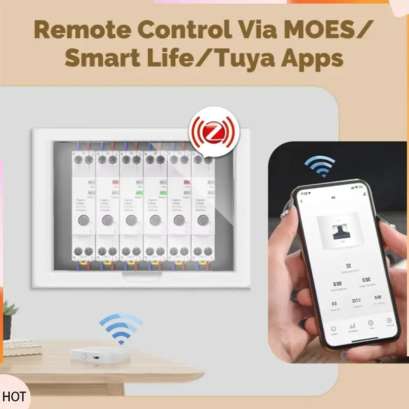 Новости Умный автоматический выключатель Tuya Zigbee 63A Монитор электроэнергии Набор порогов огнестойкой сигнализации Управление через приложение V0 Огнестойкий