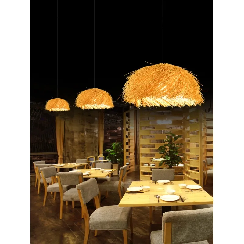 Bamboo chandelier Zen tea room homestay hot pot shop rattan weaving lamp rattan art Japanese restaurant lamp bamboo art lamp dec