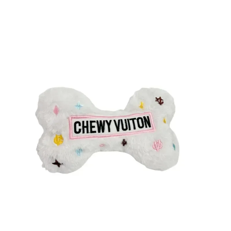 Luxury Fancy Pet Toy Bone Shaped Chew Toy Interactive Dog Supplies Squeaker Squeaky Plush Molar Toy Small Dogs Cats Product