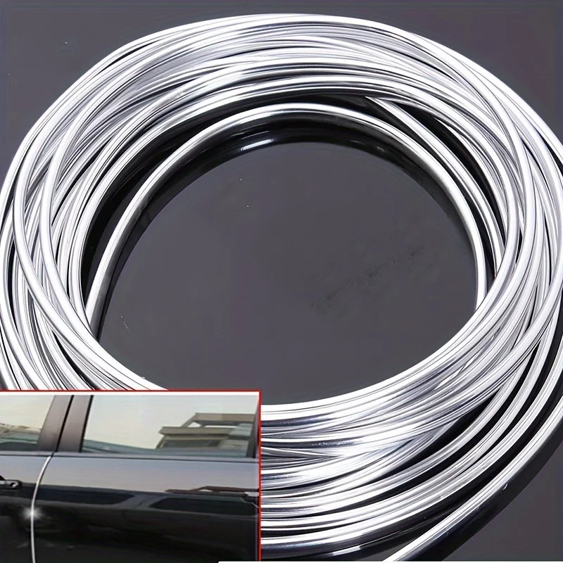 6M Car Door Chrome Moulding Trim Strip Edge Scratch Guard Protector Cover Strip Roll Chrome Styling Moulding Trim Strip